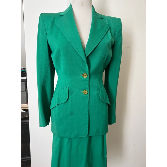 Emerald green wool blazer pencil skirt suit by Tailorbrooke in Botany Stand shop - Picture 3 of 10